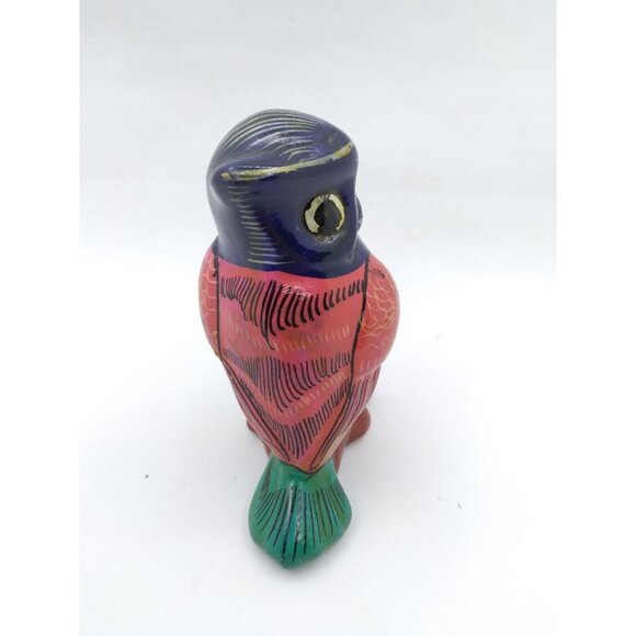 Vtg. Unmarked Mexican Folk Art Talavera Pottery Painted Owl Figurine Alm.3.5" - Picture 3 of 14